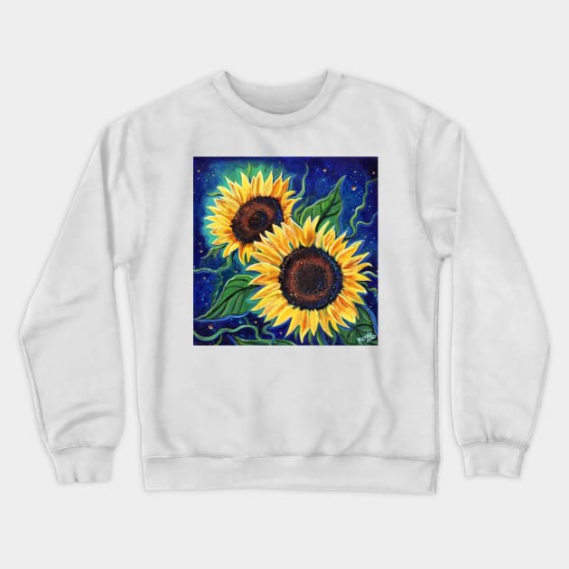 Sunflowers in the night by Renee Lavoie Crewneck Sweatshirt by ReneeLLavoie